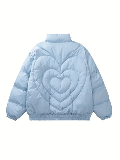 Werio - Winter Warmte Hart Patroon Mock Neck Coat - Huis Van Stijl