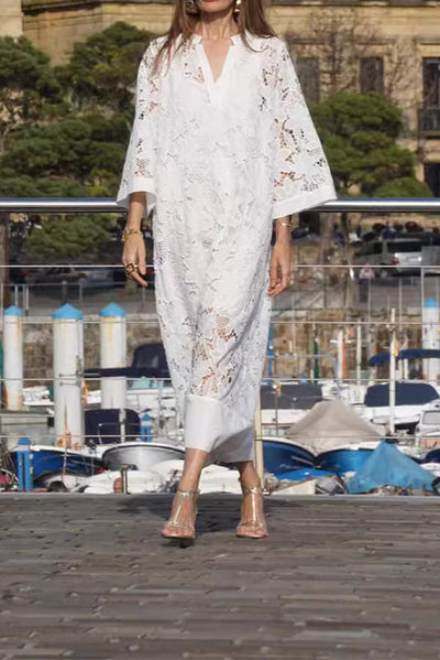 Elegante V-Hals Midi Jurk voor Dames