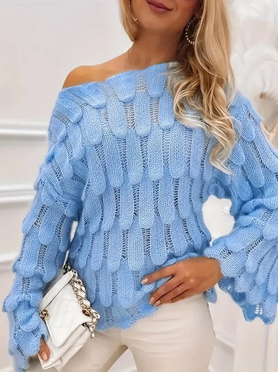 Dev -Solid Hue Cut-Out Gebreide Pullover - Huis Van Stijl