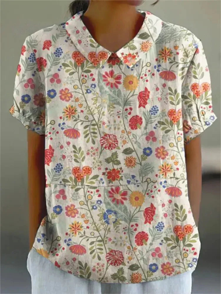 Floral Pattern Casual Blouse for Women