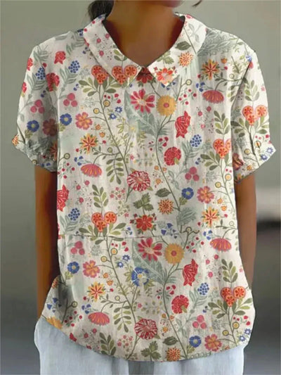 Floral Pattern Casual Blouse for Women