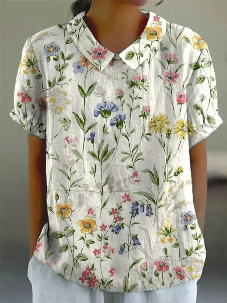 Floral Pattern Casual Blouse for Women