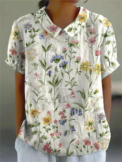 Floral Pattern Casual Blouse for Women