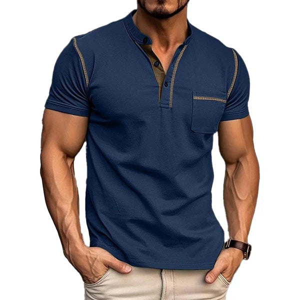 Henly-Casual T-shirt met korte kraag voor heren - Huis Van Stijl