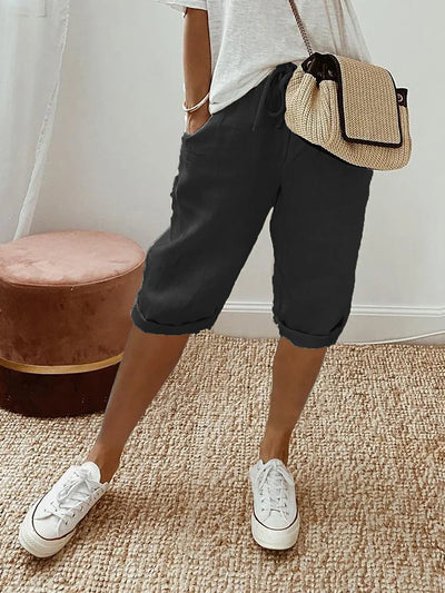 Linnen Short met Elastische Taille voor Dames