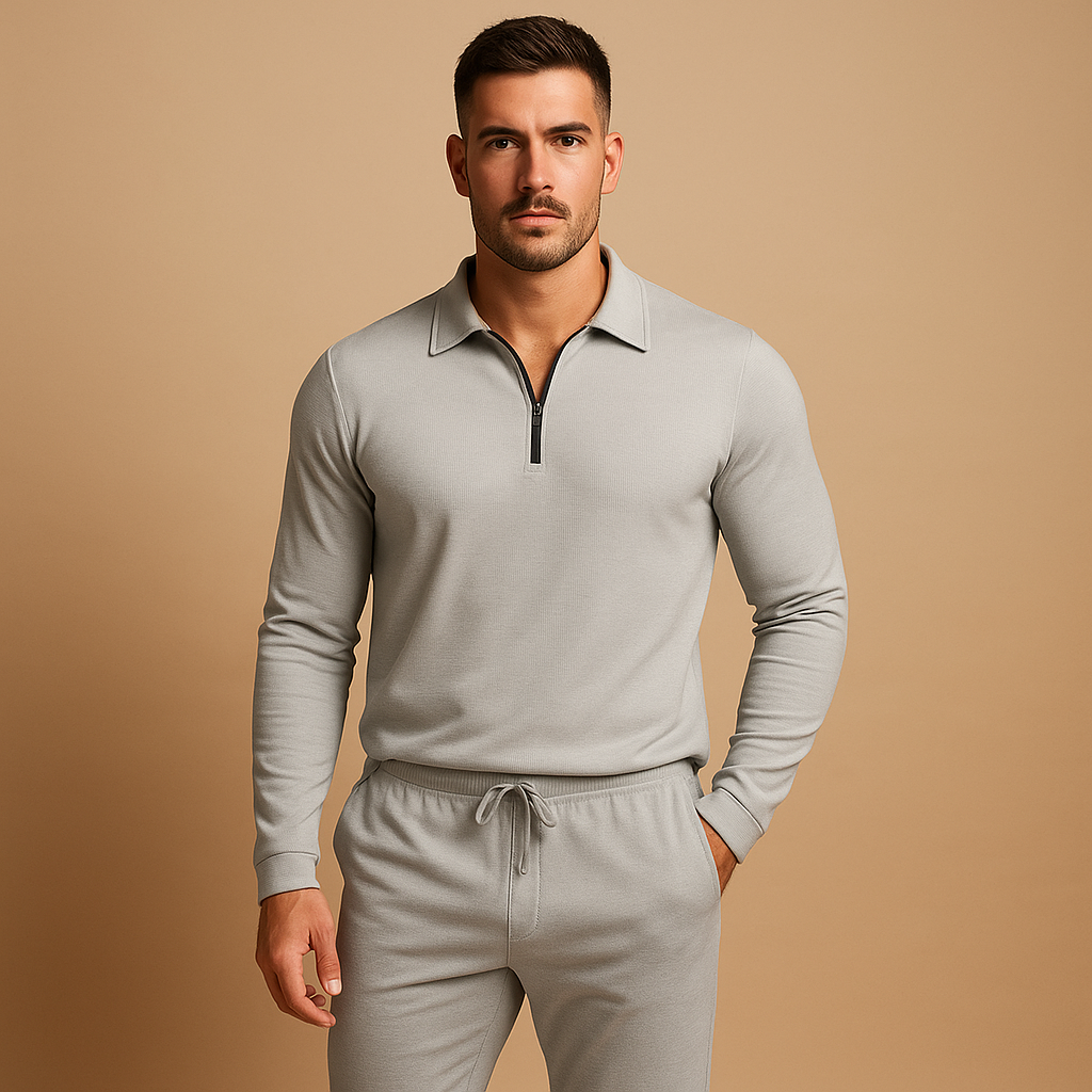 Modern Tracksuit with Zip and Tapered Pants for Men