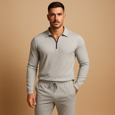 Modern Tracksuit with Zip and Tapered Pants for Men