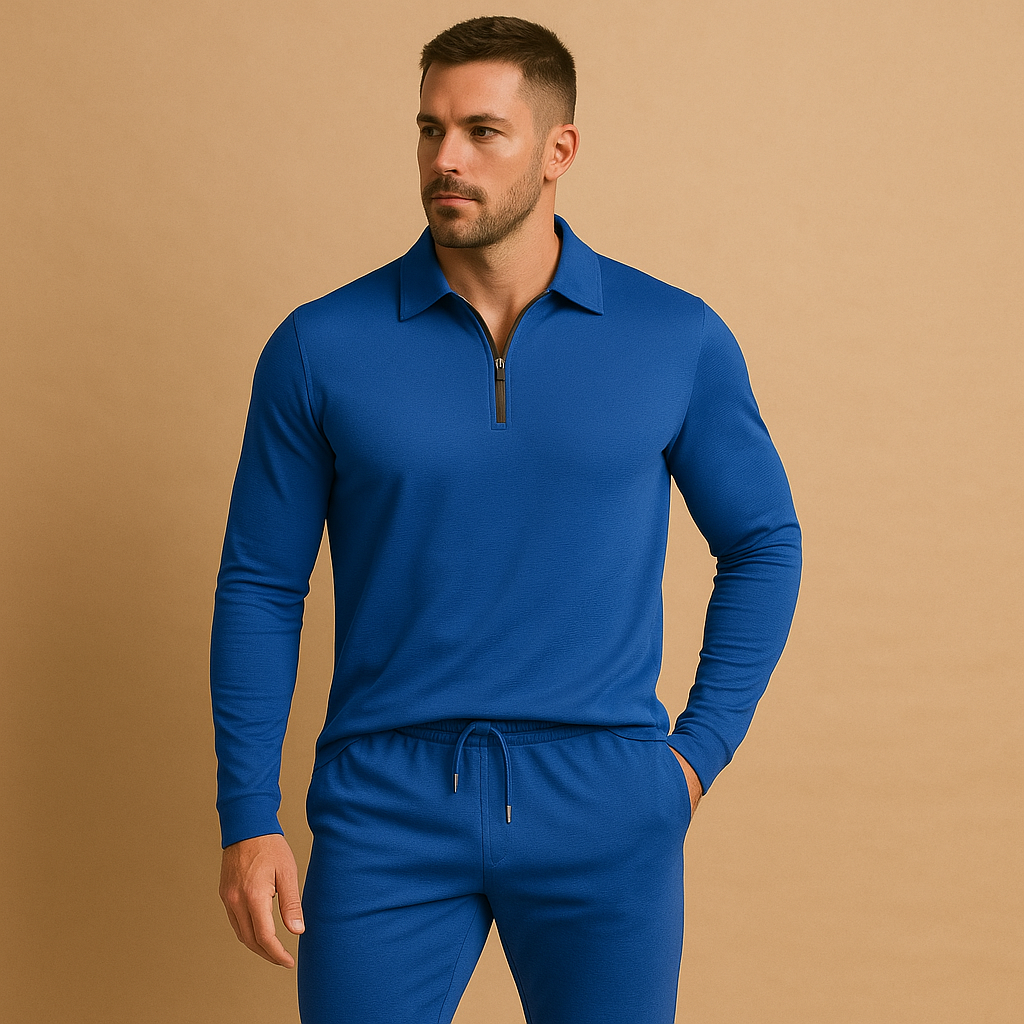 Modern Tracksuit with Zip and Tapered Pants for Men