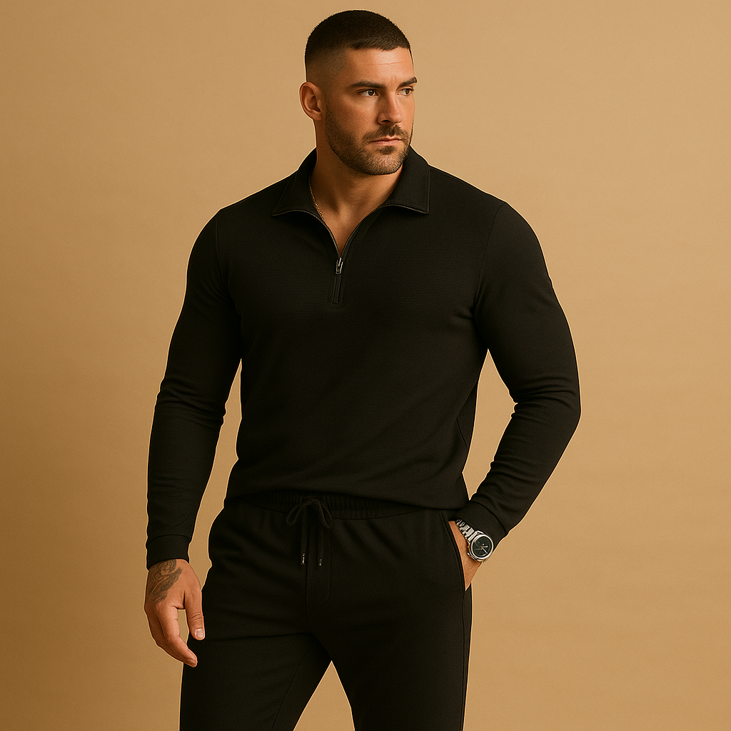 Modern Tracksuit with Zip and Tapered Pants for Men