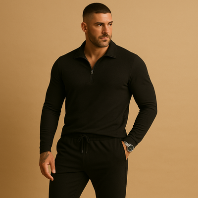 Modern Tracksuit with Zip and Tapered Pants for Men