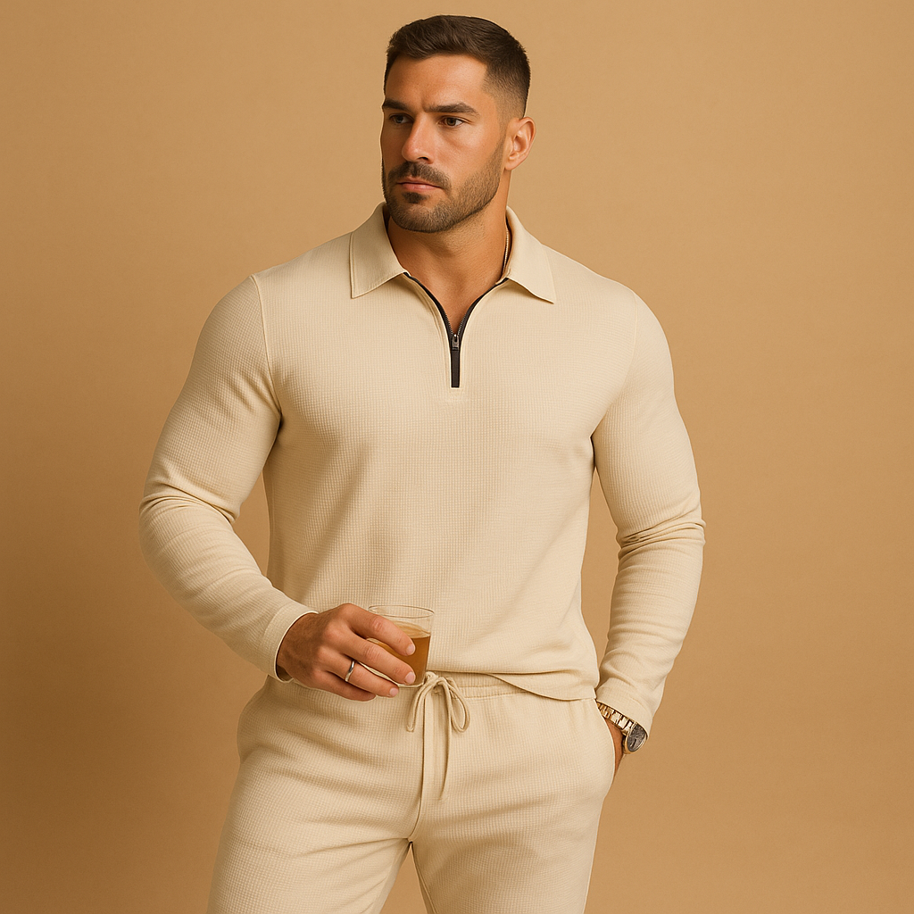 Modern Tracksuit with Zip and Tapered Pants for Men