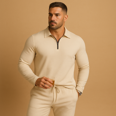 Modern Tracksuit with Zip and Tapered Pants for Men