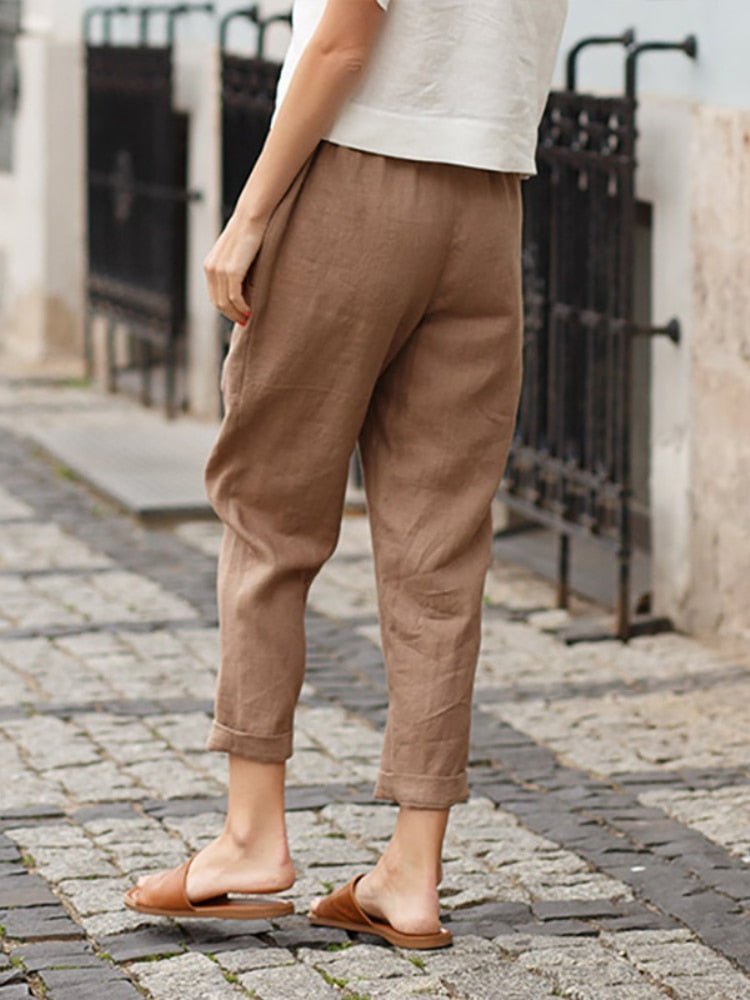 Elegante dames pantalons in zachte mix van katoen en linnen