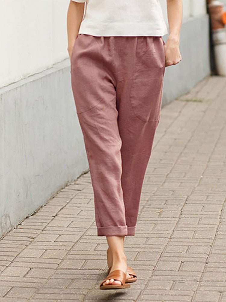 Elegante dames pantalons in zachte mix van katoen en linnen