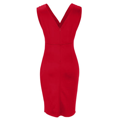 Elegante Cintrée Jurk met V-hals en Split voor Dames