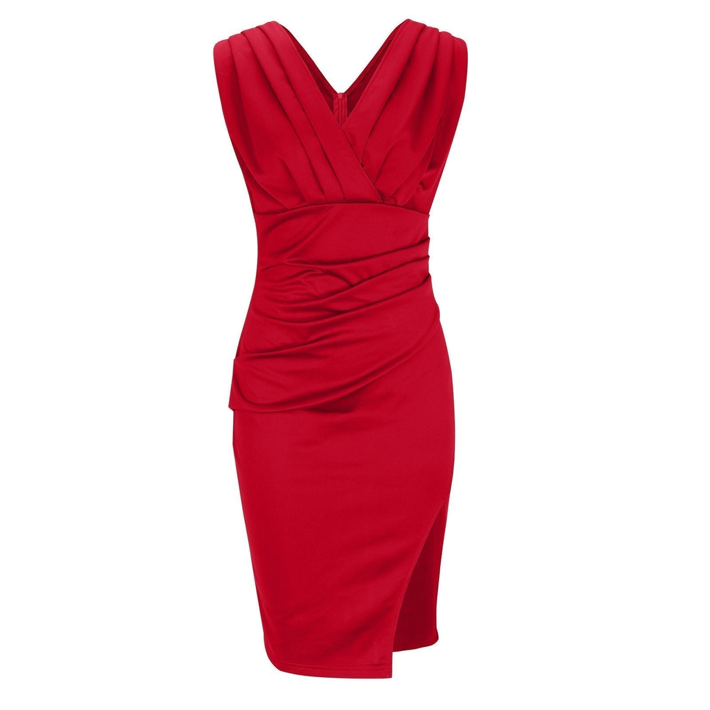 Elegante Cintrée Jurk met V-hals en Split voor Dames