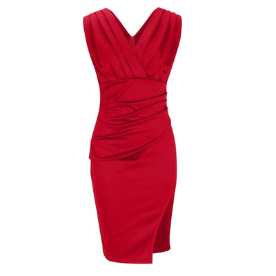 Elegante Cintrée Jurk met V-hals en Split voor Dames