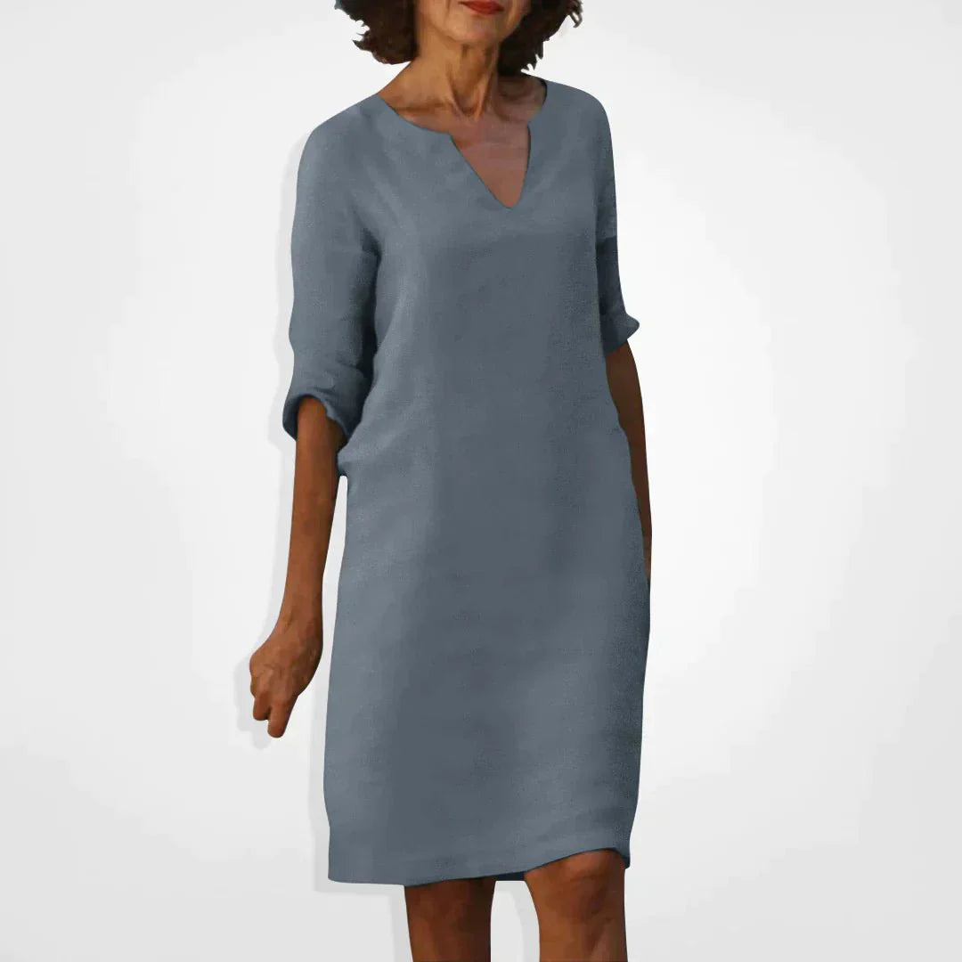 Elegante Midi Jurk met V-hals voor Dames