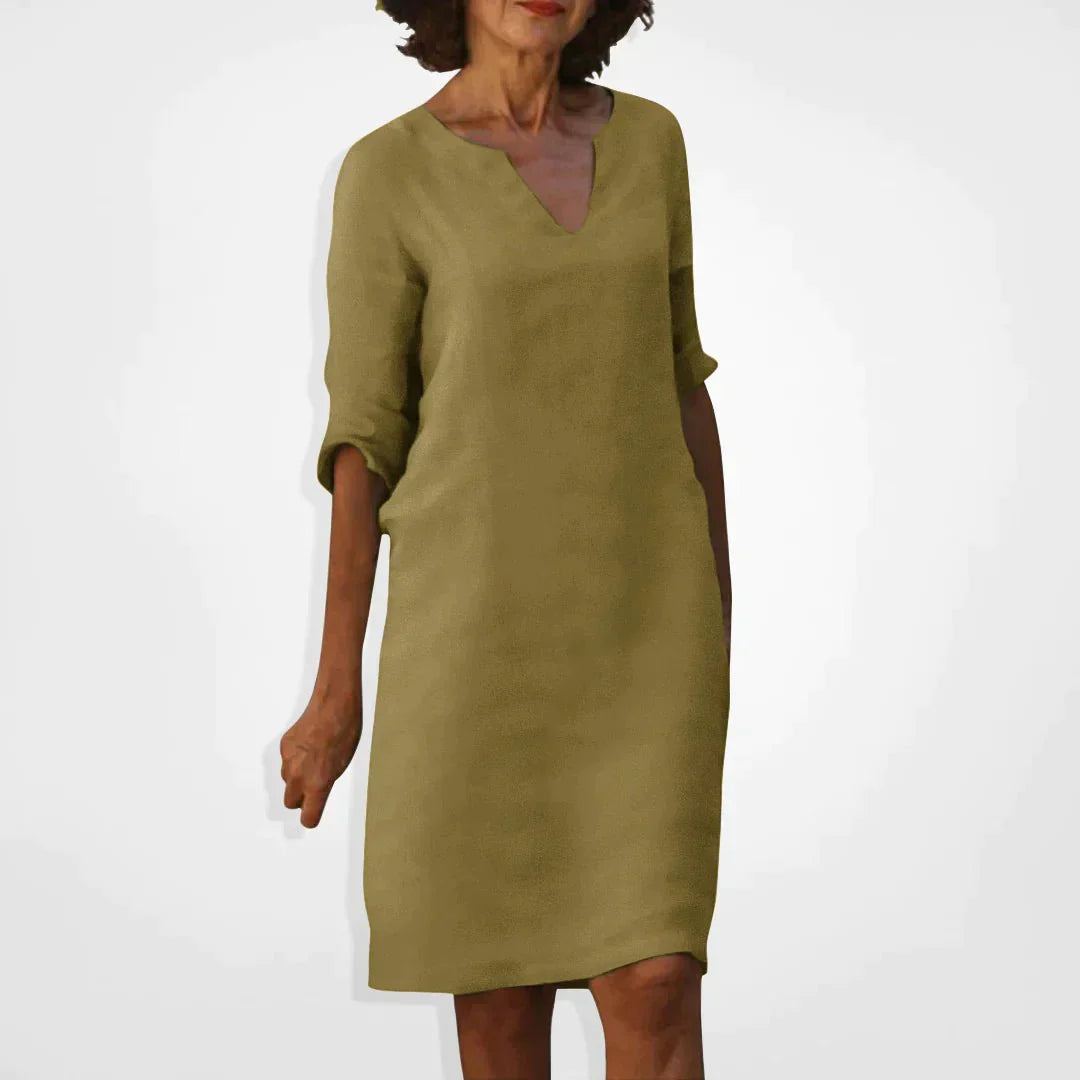 Elegante Midi Jurk met V-hals voor Dames