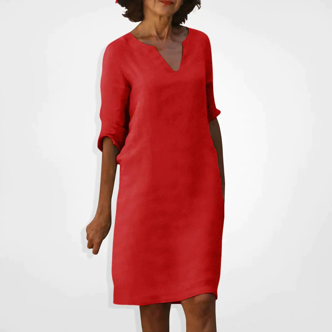 Elegante Midi Jurk met V-hals voor Dames