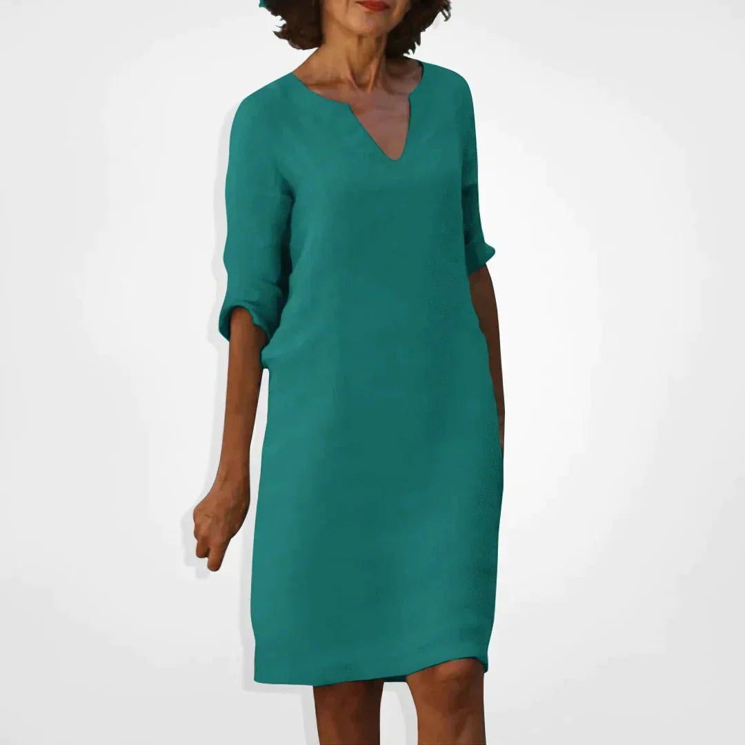 Elegante Midi Jurk met V-hals voor Dames