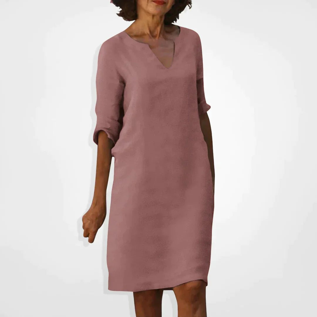 Elegante Midi Jurk met V-hals voor Dames