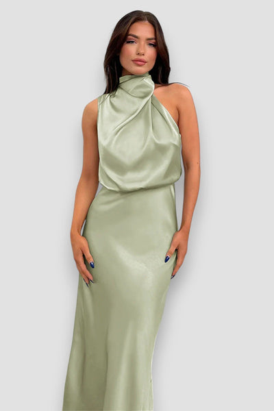 Elegante Halter Jurk van Zachte Satijnmix voor Dames