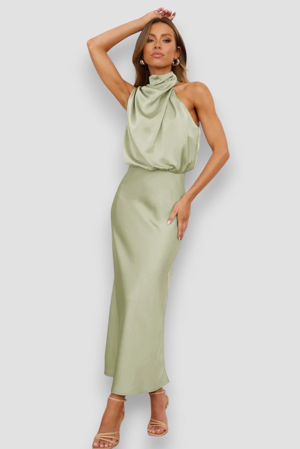 Elegante Halter Jurk van Zachte Satijnmix voor Dames