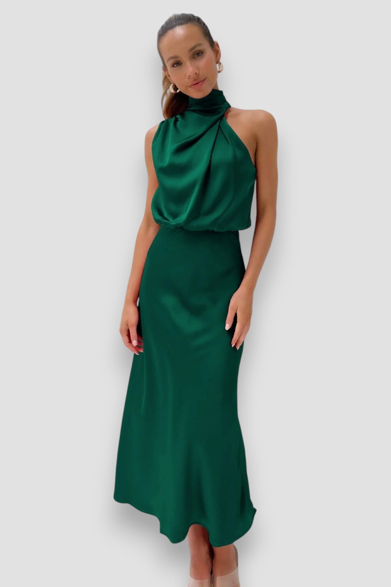 Elegante Halter Jurk van Zachte Satijnmix voor Dames
