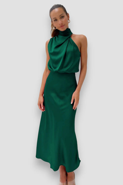 Elegante Halter Jurk van Zachte Satijnmix voor Dames