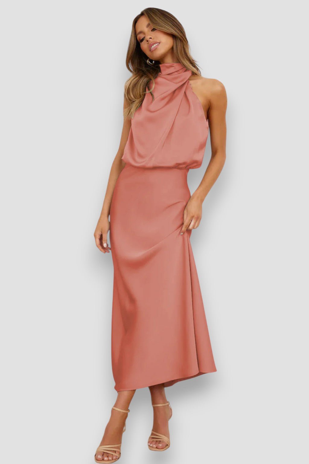 Elegante Halter Jurk van Zachte Satijnmix voor Dames