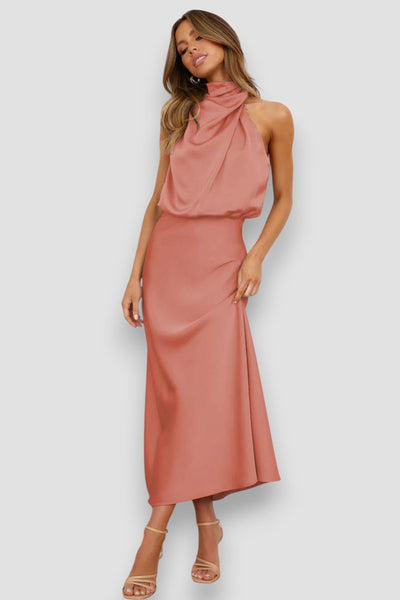 Elegante Halter Jurk van Zachte Satijnmix voor Dames