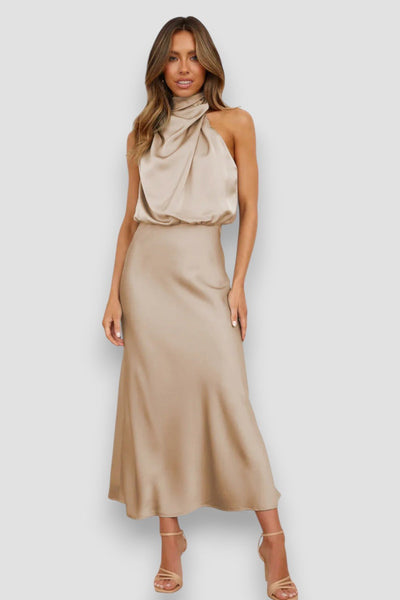 Elegante Halter Jurk van Zachte Satijnmix voor Dames