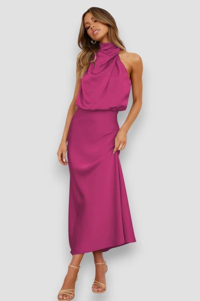 Elegante Halter Jurk van Zachte Satijnmix voor Dames