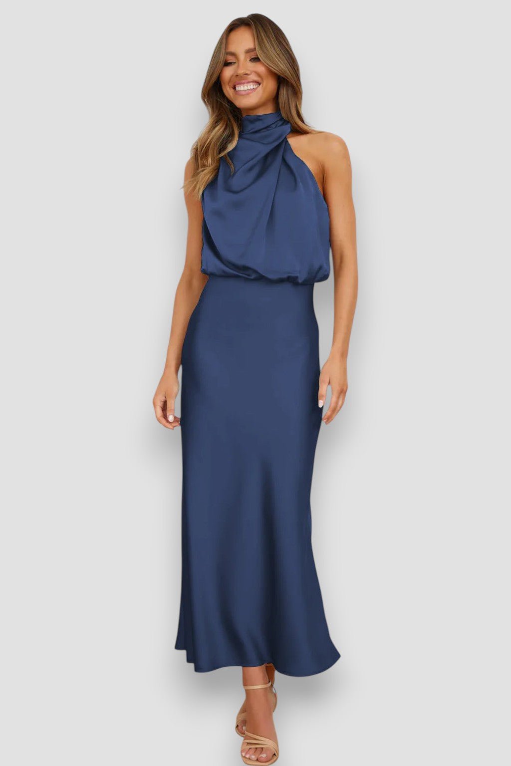 Elegante Halter Jurk van Zachte Satijnmix voor Dames