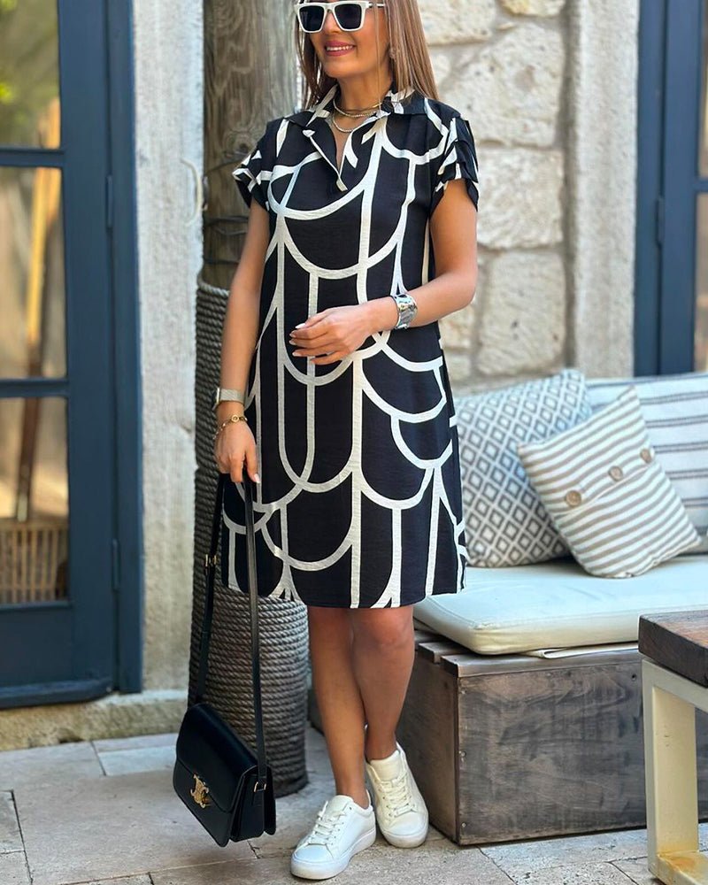 Elegante Midi Jurk met Korte Mouwen voor Dames