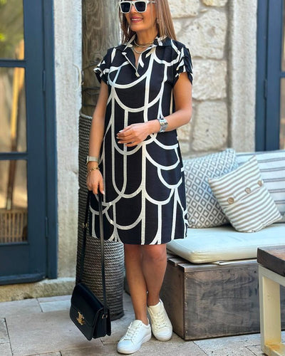 Elegante Midi Jurk met Korte Mouwen voor Dames