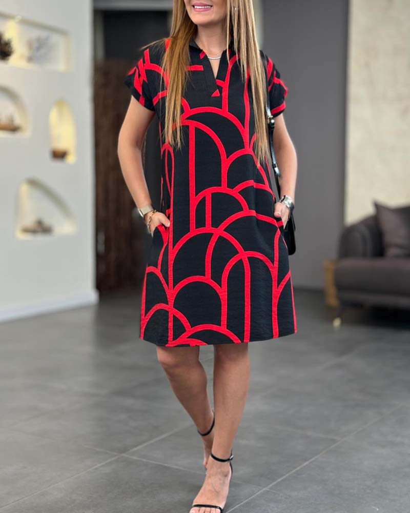 Elegante Midi Jurk met Korte Mouwen voor Dames