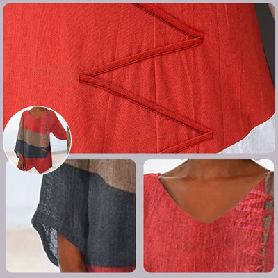 Katoen en Linnen Art Print V-Hals Blouse voor Dames