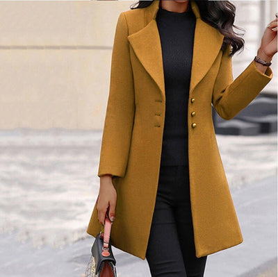 Casual Cotton Mid-Length Coat for Women
