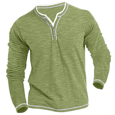 Elegant T-shirt met lange mouwen en col V voor mannen
