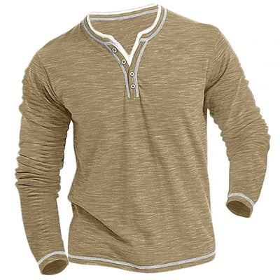 Elegant T-shirt met lange mouwen en col V voor mannen
