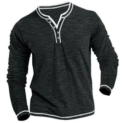 Elegant T-shirt met lange mouwen en col V voor mannen