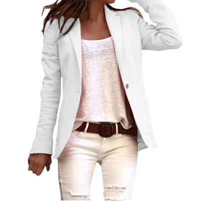 Jarethy - Knoop Slim Lange Mouw Dames Blazer - Huis Van Stijl